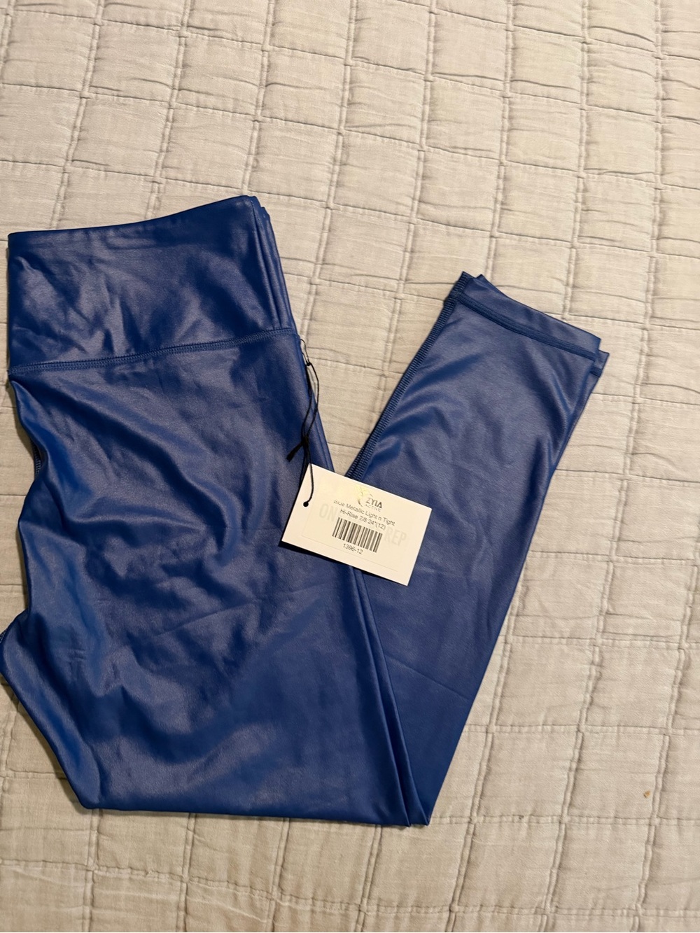 ZYIA Womens Royal Blue Faux-Leather Leggings